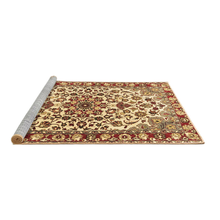 Sideview of Machine Washable Medallion Brown Traditional Rug, wshtr4749brn