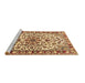 Sideview of Machine Washable Medallion Brown Traditional Rug, wshtr4749brn