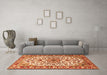 Machine Washable Medallion Orange Traditional Area Rugs in a Living Room, wshtr4749org