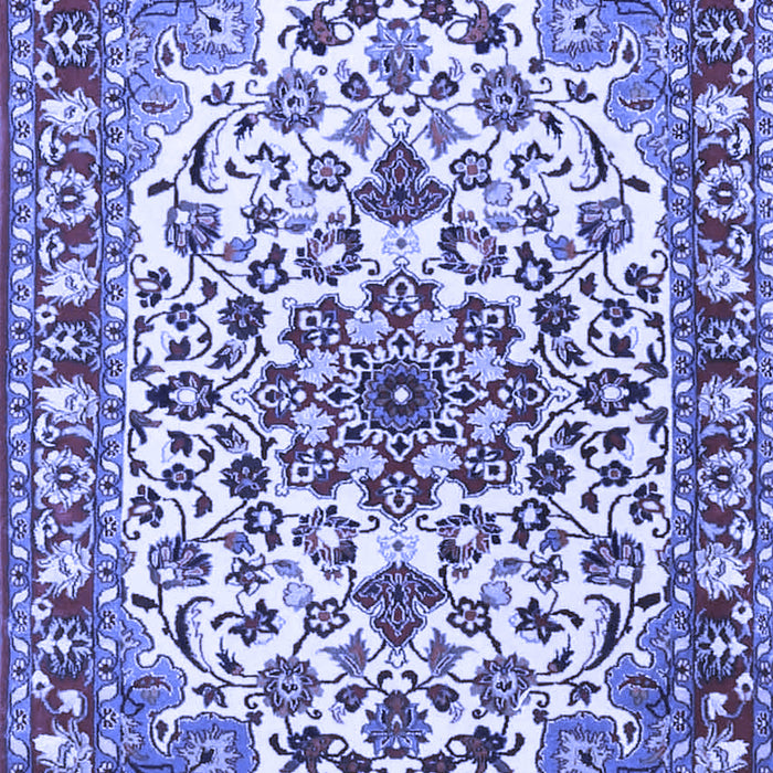 Machine Washable Medallion Blue Traditional Rug, wshtr4749blu