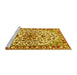 Sideview of Machine Washable Medallion Yellow Traditional Rug, wshtr4749yw