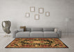 Machine Washable Medallion Brown French Rug in a Living Room,, wshtr474brn