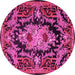 Round Medallion Pink French Rug, tr474pnk