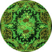 Machine Washable Medallion Green French Area Rugs, wshtr474grn