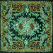 Square Medallion Turquoise French Rug, tr474turq