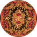 Square Medallion Orange French Rug, tr474org