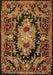 Machine Washable Medallion Brown French Rug, wshtr474brn