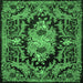 Square Medallion Emerald Green French Rug, tr474emgrn