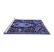 Sideview of Machine Washable Medallion Blue French Rug, wshtr474blu