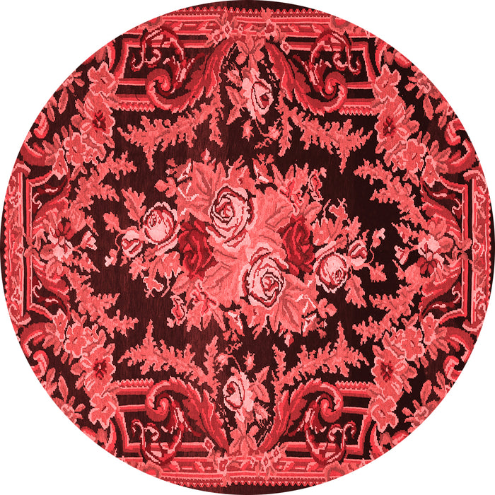 Machine Washable Medallion Red French Rug, wshtr474red