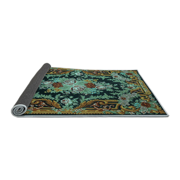 Sideview of Medallion Light Blue French Rug, tr474lblu