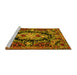 Sideview of Machine Washable Medallion Yellow French Rug, wshtr474yw