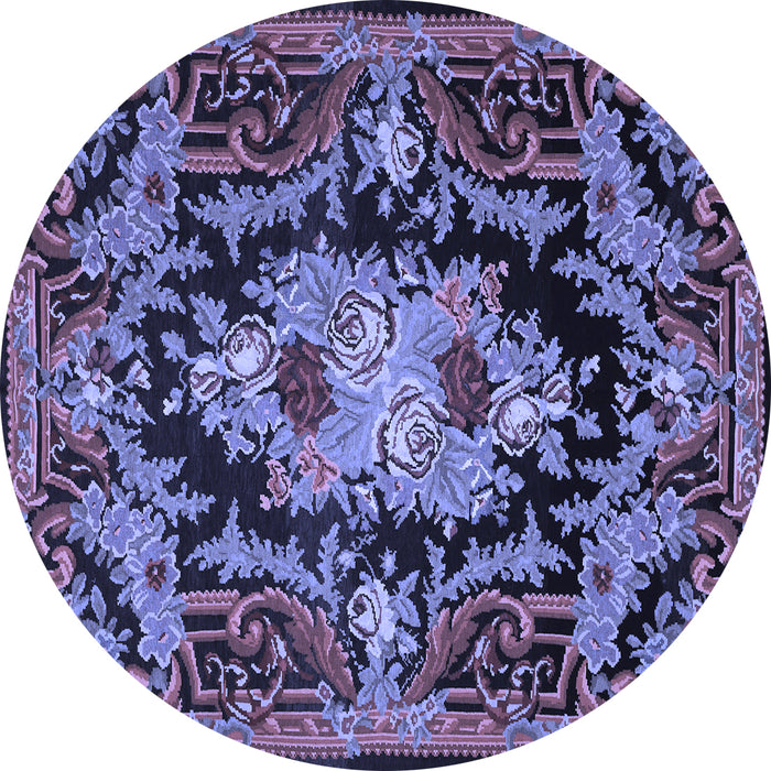 Round Medallion Blue French Rug, tr474blu
