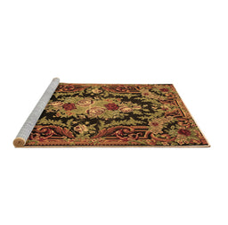 Sideview of Machine Washable Medallion Brown French Rug, wshtr474brn
