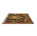Sideview of Machine Washable Medallion Brown French Rug, wshtr474brn