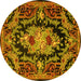 Round Medallion Yellow French Rug, tr474yw