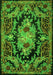 Serging Thickness of Machine Washable Medallion Green French Area Rugs, wshtr474grn
