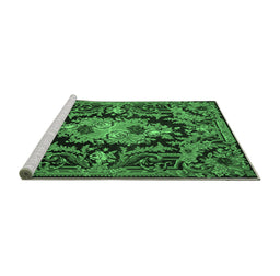 Sideview of Machine Washable Medallion Emerald Green French Area Rugs, wshtr474emgrn