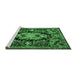 Sideview of Machine Washable Medallion Emerald Green French Area Rugs, wshtr474emgrn