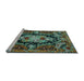 Sideview of Machine Washable Medallion Light Blue French Rug, wshtr474lblu