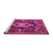 Sideview of Machine Washable Medallion Pink French Rug, wshtr474pnk