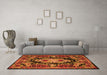 Machine Washable Medallion Orange French Area Rugs in a Living Room, wshtr474org