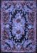 Machine Washable Medallion Blue French Rug, wshtr474blu