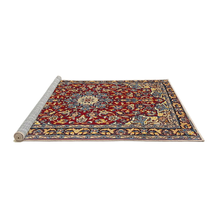 Sideview of Machine Washable Traditional Saffron Red Rug, wshtr4750