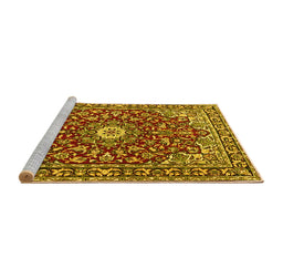 Sideview of Machine Washable Oriental Yellow Traditional Rug, wshtr4750yw