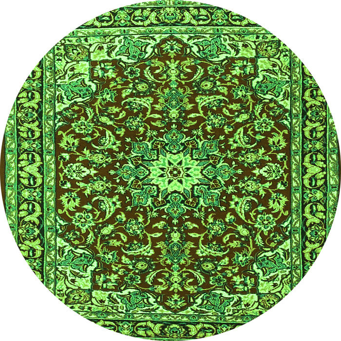 Square Oriental Green Traditional Rug, tr4750grn