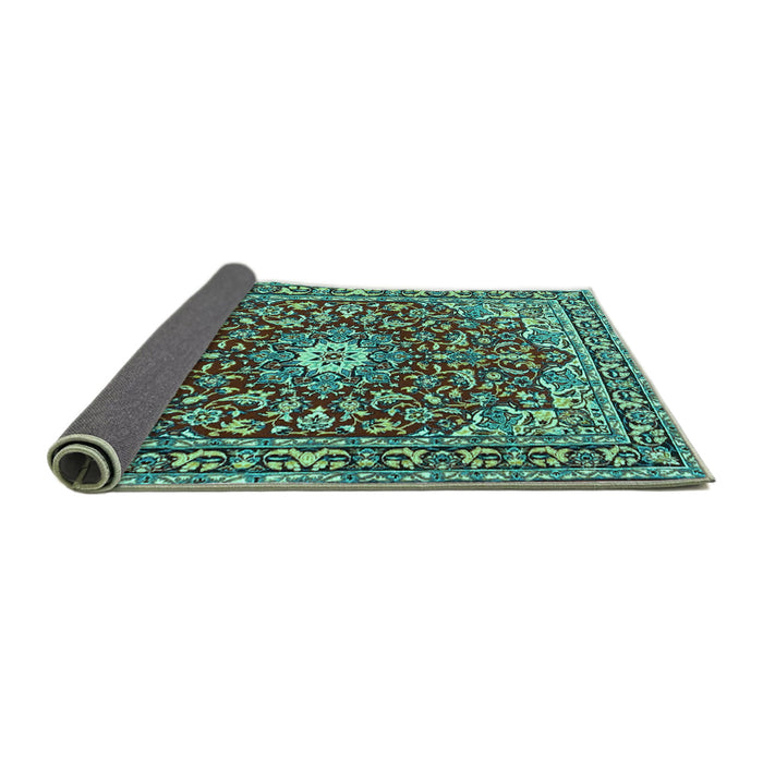 Sideview of Oriental Turquoise Traditional Rug, tr4750turq