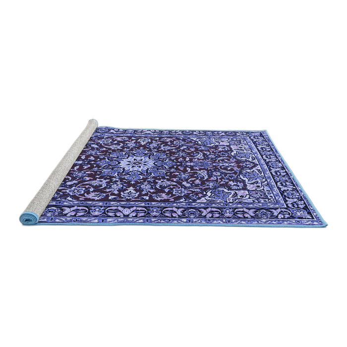 Sideview of Machine Washable Oriental Blue Traditional Rug, wshtr4750blu