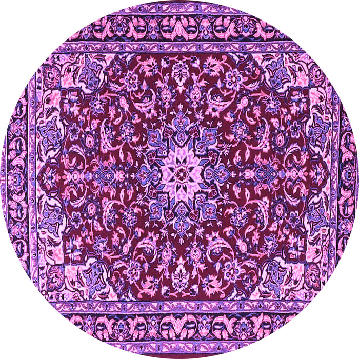 Round Machine Washable Oriental Purple Traditional Area Rugs, wshtr4750pur