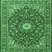 Square Machine Washable Oriental Emerald Green Traditional Area Rugs, wshtr4750emgrn