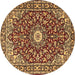 Round Oriental Brown Traditional Rug, tr4750brn