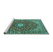 Sideview of Machine Washable Oriental Turquoise Traditional Area Rugs, wshtr4750turq