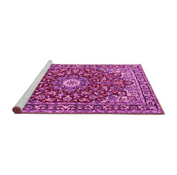 Sideview of Machine Washable Oriental Pink Traditional Rug, wshtr4750pnk