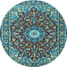 Round Oriental Light Blue Traditional Rug, tr4750lblu