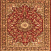 Round Machine Washable Oriental Orange Traditional Area Rugs, wshtr4750org