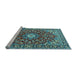 Sideview of Machine Washable Oriental Light Blue Traditional Rug, wshtr4750lblu