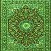 Round Machine Washable Oriental Green Traditional Area Rugs, wshtr4750grn