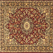 Square Oriental Brown Traditional Rug, tr4750brn