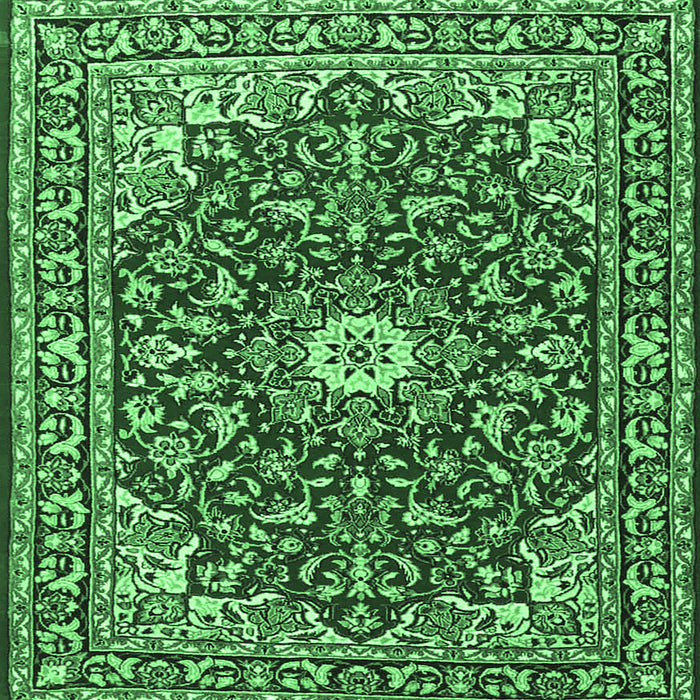 Square Oriental Emerald Green Traditional Rug, tr4750emgrn