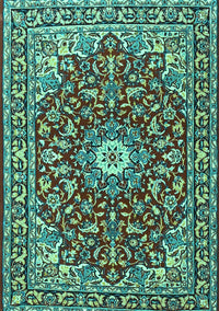 Oriental Turquoise Traditional Rug, tr4750turq