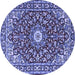 Round Oriental Blue Traditional Rug, tr4750blu