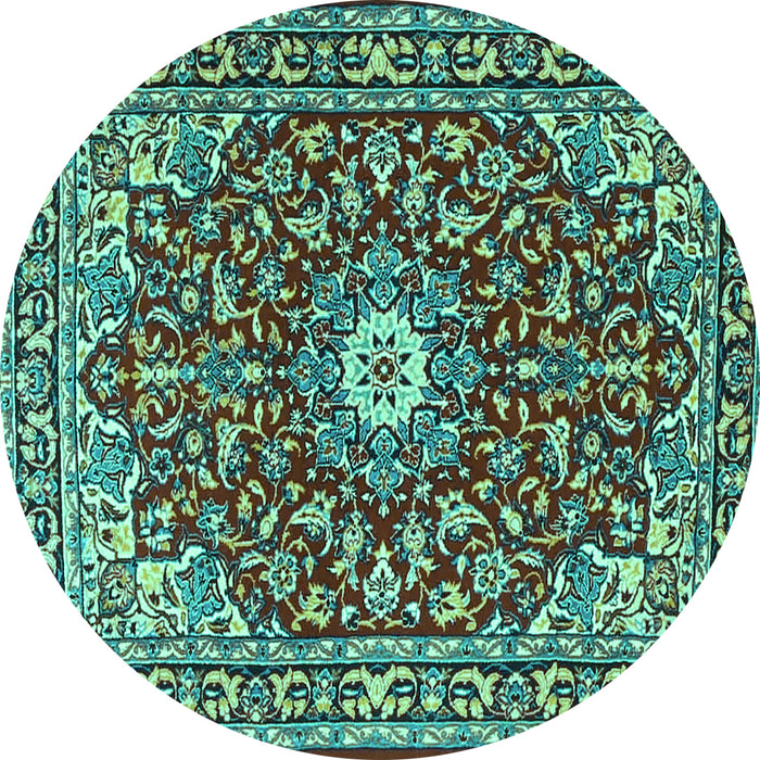 Round Oriental Turquoise Traditional Rug, tr4750turq