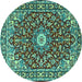 Round Oriental Turquoise Traditional Rug, tr4750turq