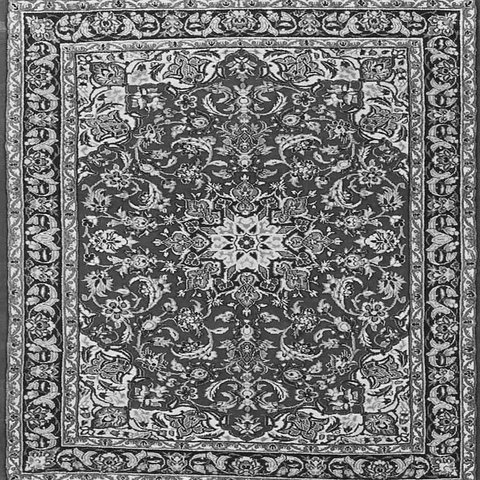 Round Machine Washable Oriental Gray Traditional Rug, wshtr4750gry