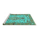 Sideview of Machine Washable Medallion Turquoise Traditional Area Rugs, wshtr4751turq