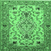 Square Medallion Emerald Green Traditional Rug, tr4751emgrn